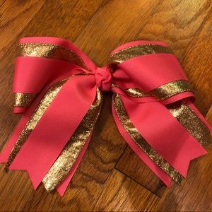 Gold and pink hair bow